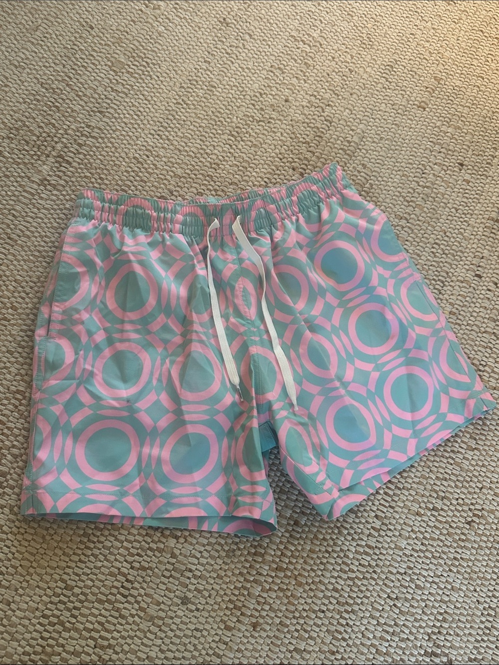 chubbies Pink and Aqua Circular Print Men's Swim Trunks